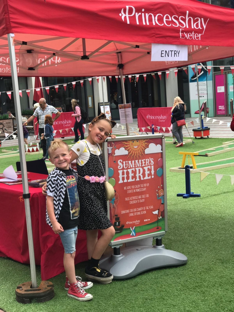 Princess‘wahey’! The Foster four have fun at Princesshay's 'Summer of Fun' Exploring exeter 2019