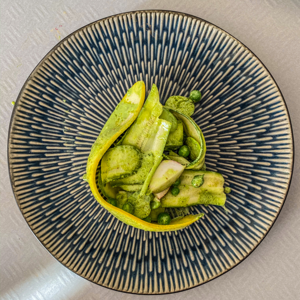 Starters: Courgette, Labneh and Radish Salad Circa 1924 by exploring exeter