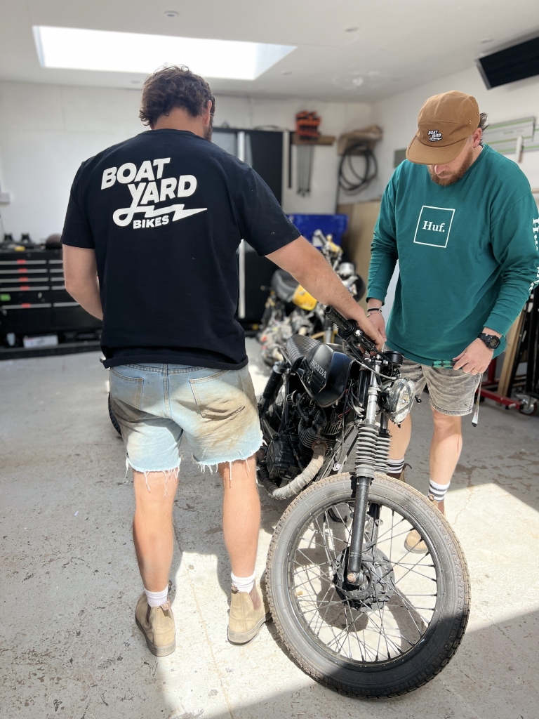 Ben Bowen and John Marker at Boatyard Bikes Exeter by Stephanie Darkes